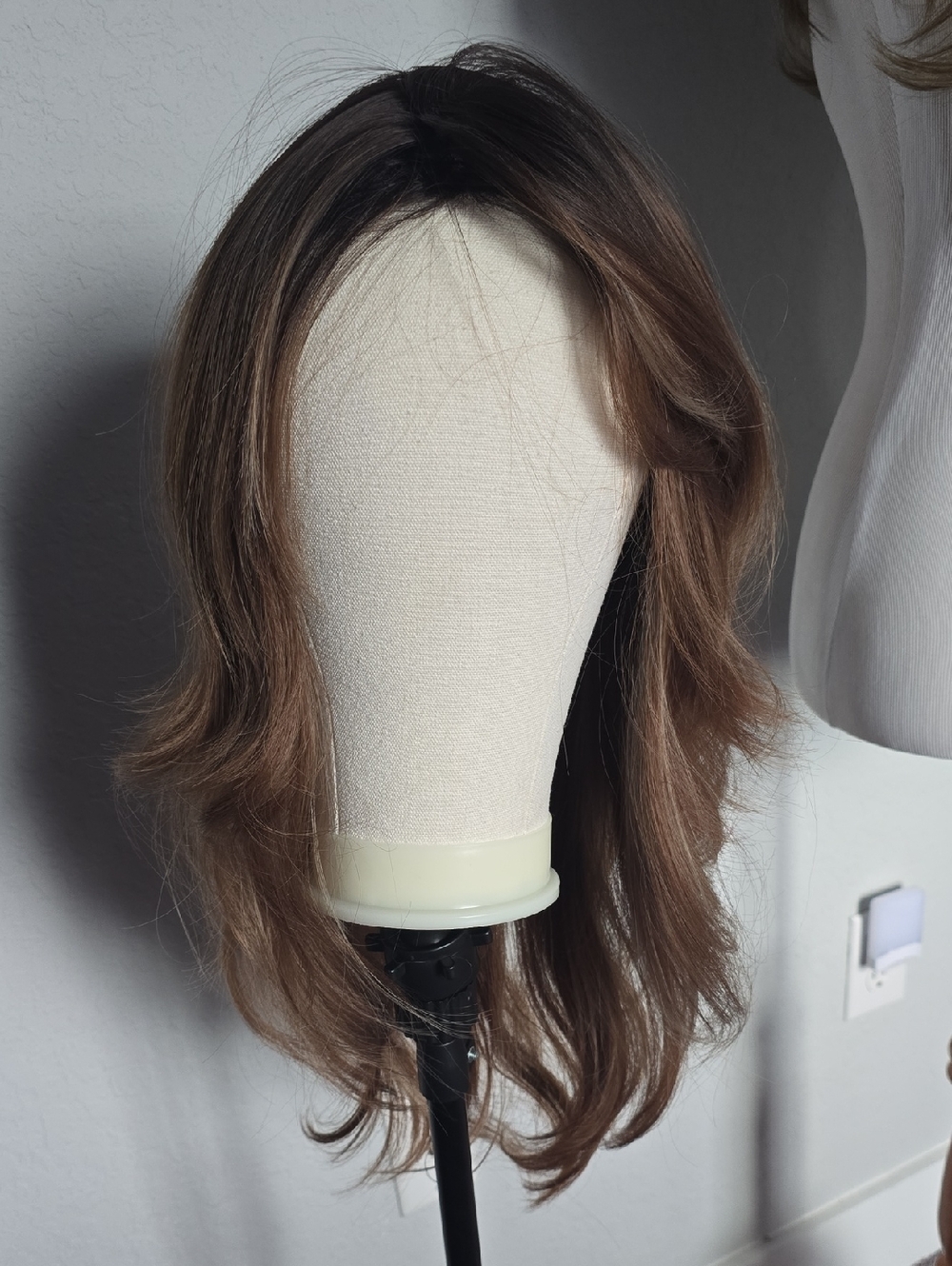 Synthetic Long Layered Wig with Soft Brown Highlights